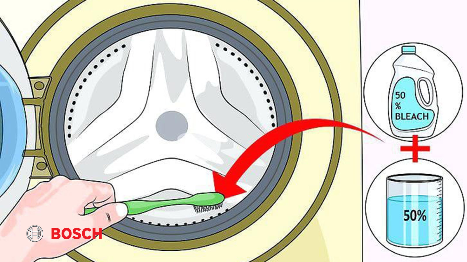 مراحل تمیز کردن لاستیک درب ماشین لباسشویی بوش